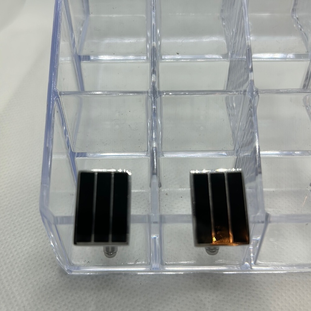 Steel Time square cuff links rectangles in silver and black